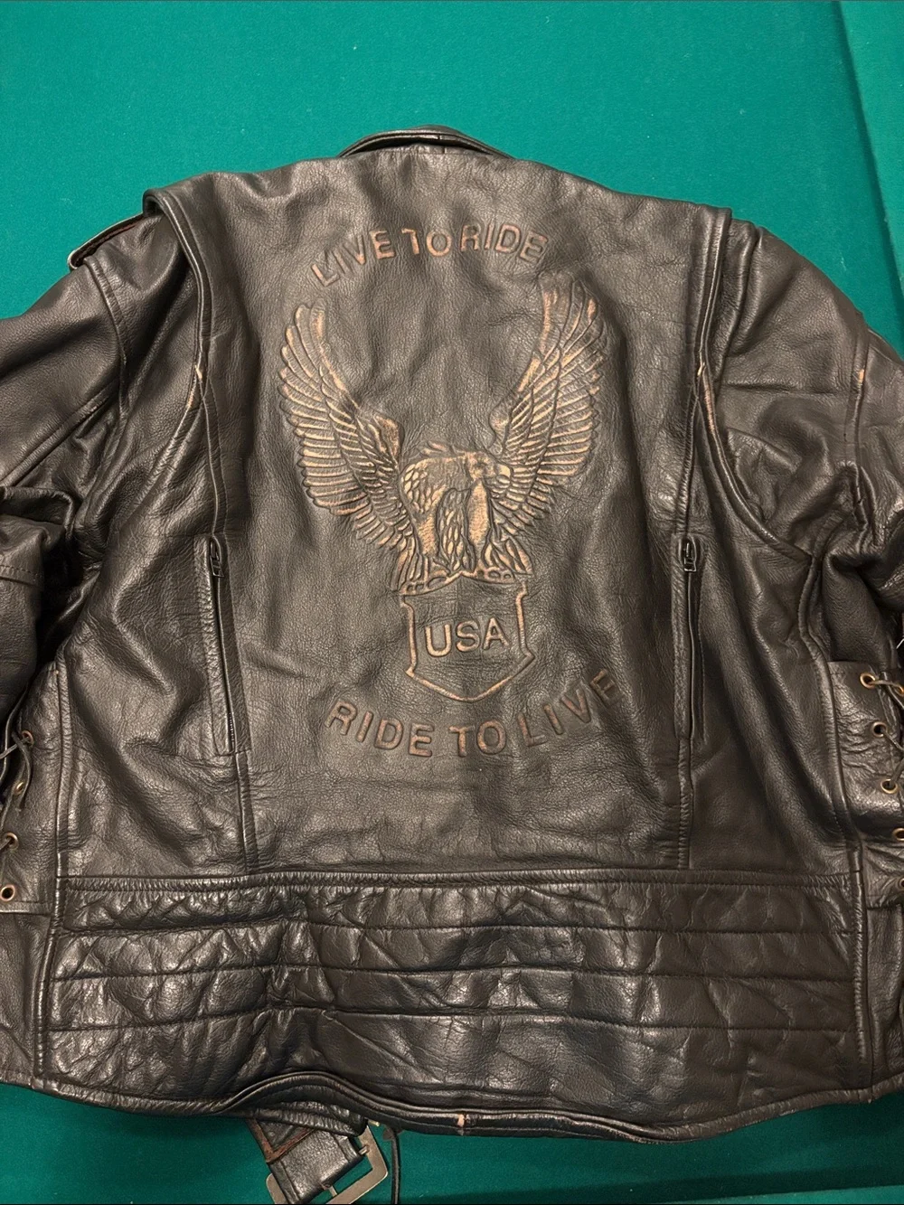 Men's Black Leather Motorcycle Jacket with Belted Waist